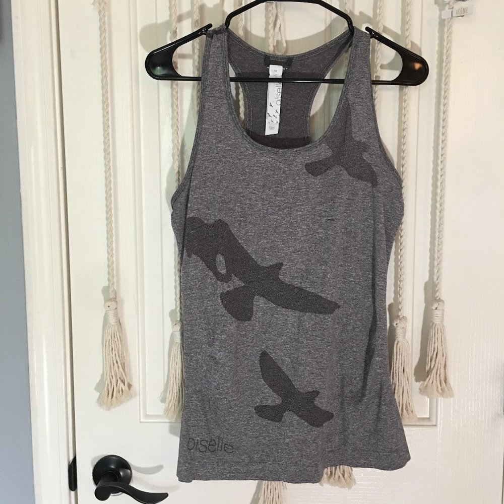 LN Oiselle Flyte Tank Obsidien Heathered Gray Tank Top M